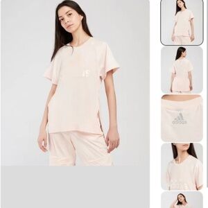 Adidas GLAM ON Pink Tint AEROREADY Training Top Women’s Sz L Shirt NWT!